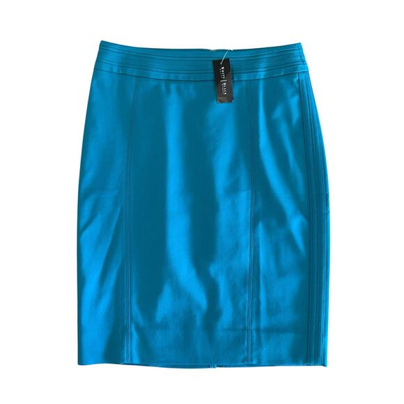NWT White House Black Market Perfect Form Teal Seamed Pencil Skirt Size 2 NEW - Picture 1 of 11